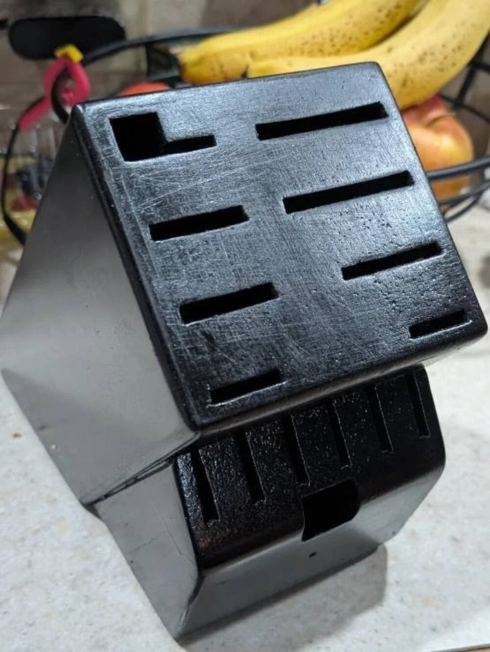 Black Wooden Knife Block Holder